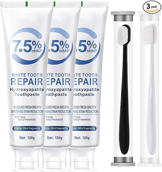Enamel Repair Toothpaste with Hydroxyapatite - Strengthens Teeth, Fights Sensitivity, Fresh Mint Flavor for Daily Oral Health