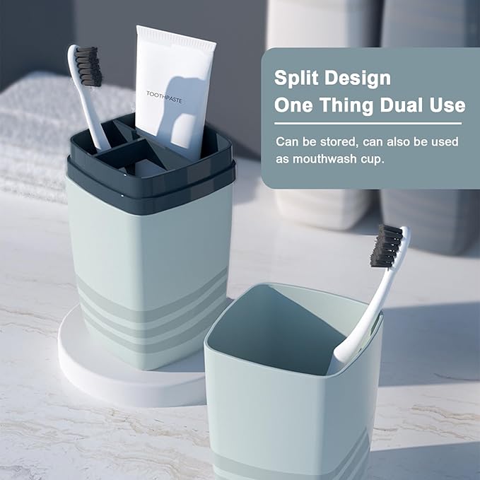 2PCS Blue Toothbrush Travel Case，Portable Multifunctional Toothbrush Holder，Travel Toothbrush Holder with Cover for Trip/Bathroom/Camping