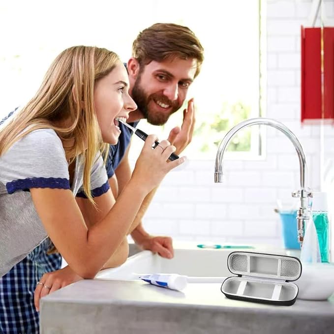 Electric Toothbrush Travel Case， Protective Clean Electric Toothbrush, Hard EVA Case Cover Storage Bag Holder with Mesh Pocket for Accessories ，Fits Most Powered Toothbrush Products (Black)