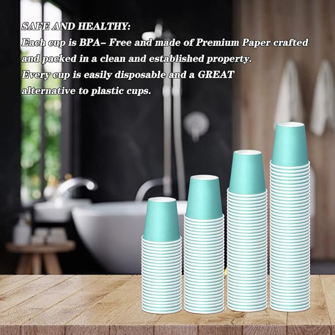 200 Pack 3 oz Paper Cups, Bathroom Cups Disposable, Moushwash Cups for Snack Water, Juice, Candy Ideal for Party Bathroom and Office(Blue)