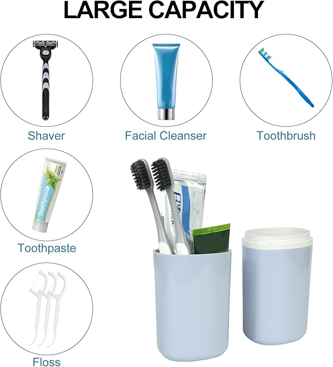 Surblue Travel Toothbrush Case Detachable Toothbrush Holder with Cover Portable Toothbrush Container for Vacation Camping Dorm Bathroom,Blue