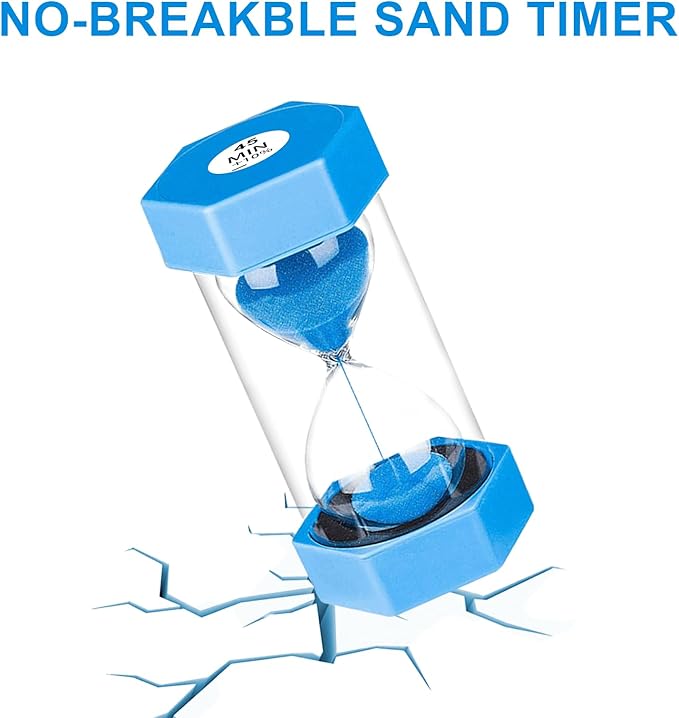 Hourglasses Sand Timer 45 Minutes：Plastic Sand Clock 45 Minutes, Colorful Hour Glasses Sand 45 Min, Blue Giant Sandglass Timer 45 Min for Kids, Games, Classroom, Kitchen, Office Decor