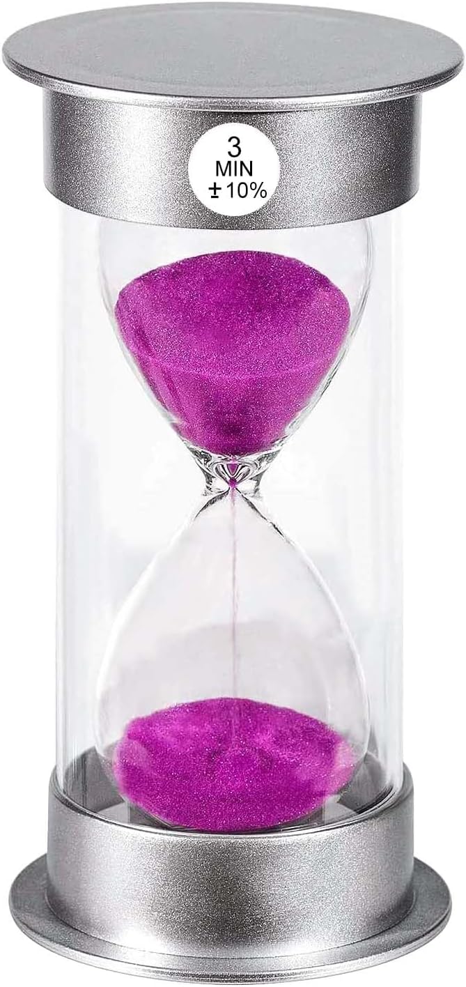 SuLiao Timer 3 Minute Hourglass, Unbreakable Sand Watch 3 Min, Large Purple Sand Clock, Colorful Plastic Hour Glass Sandglass for Kids, Games, Classroom, Kitchen, Decorative