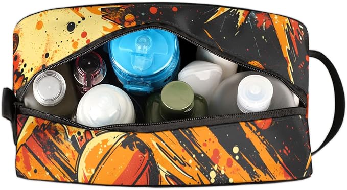 Basketball Theme Boys Travel Toiletry Bag Waterproof Wash Bag Shower Shaving Bag Cosmetic Organizer Makeup Bag Portable Toiletries Accessories for Women Men Basketball