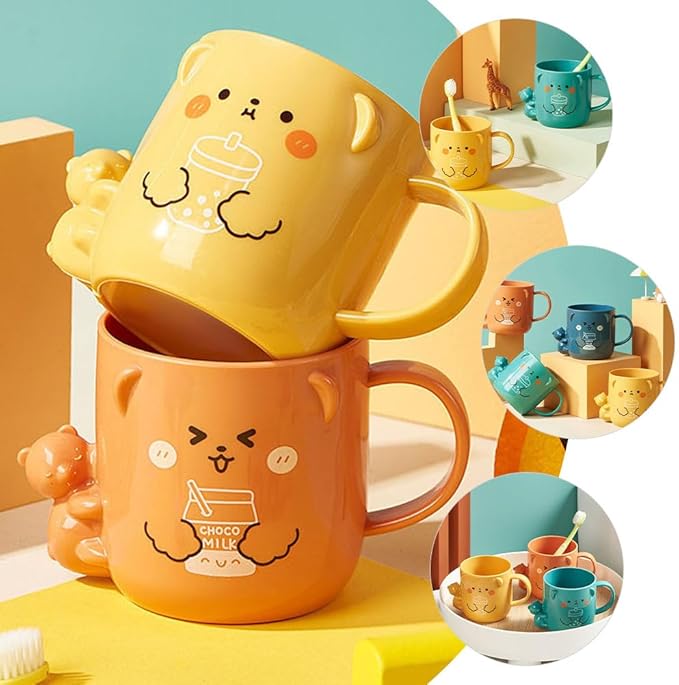 2 Pcs Children's Plastic Mug Cup for Kids Cartoon Toothbrush Cup for Kids for Children Cute Cute Toothbrush