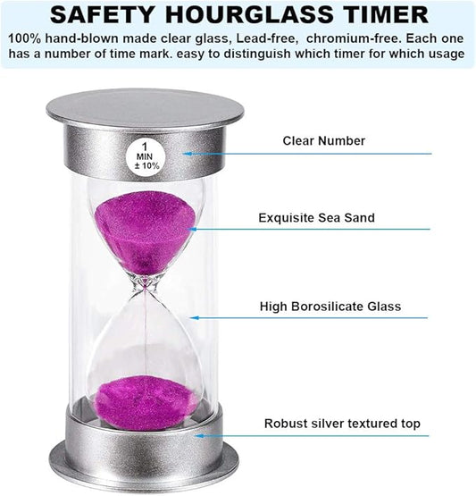 SuLiao Sand Timer, 1 Min Hourglass - Large Purple Sand Clock - Unbreakable Plastic for Kids, Games, Classroom, Kitchen, Decoration