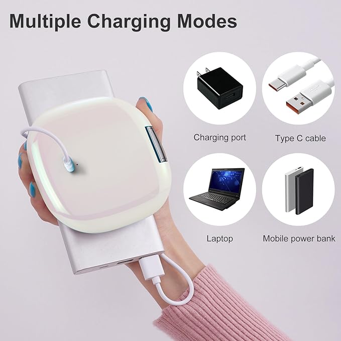 Mocado Compact LED Travel Makeup Mirror - 4 Inches 1X/10X Magnification Travel Mirror with Light Dimmable Double Sides Lighted USB Rechargeable Compact Mirror for Purse,Pocket,Travel(White)