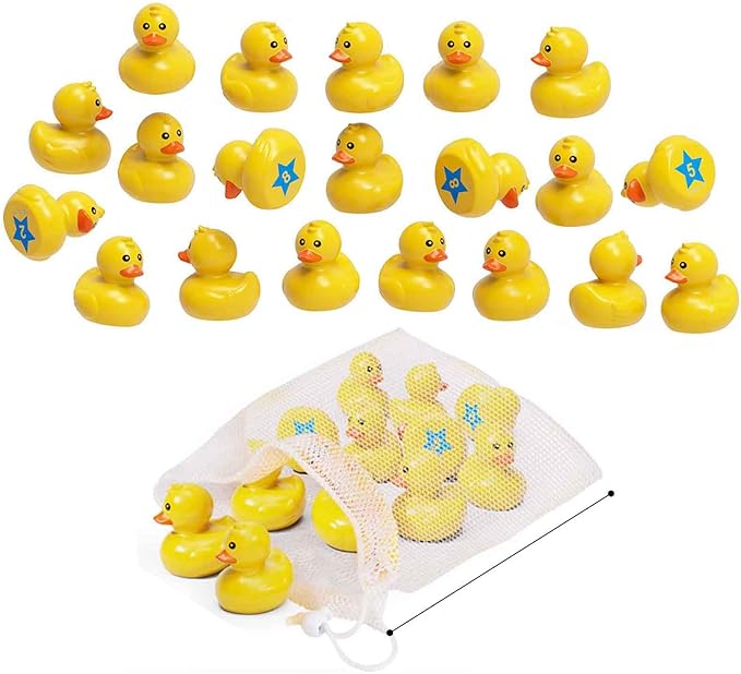 Duck Matching Bath Toys for Kids - 20 Plastic Ducks with Storage Bag | Fun Memory Games-Float Mini Duck Baby Bath Ducky Shower Toys-Water Outdoor Game for Children,Preschoolers,Birthday Party Carnival