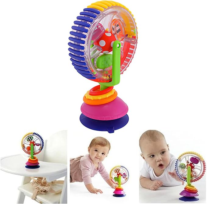 Suction Cup Rotary Windmill High Chair Bath Toy Educational Fine Motor Skill Shower Dinner for Time for Infant B Baby Highchair Toy with Suction