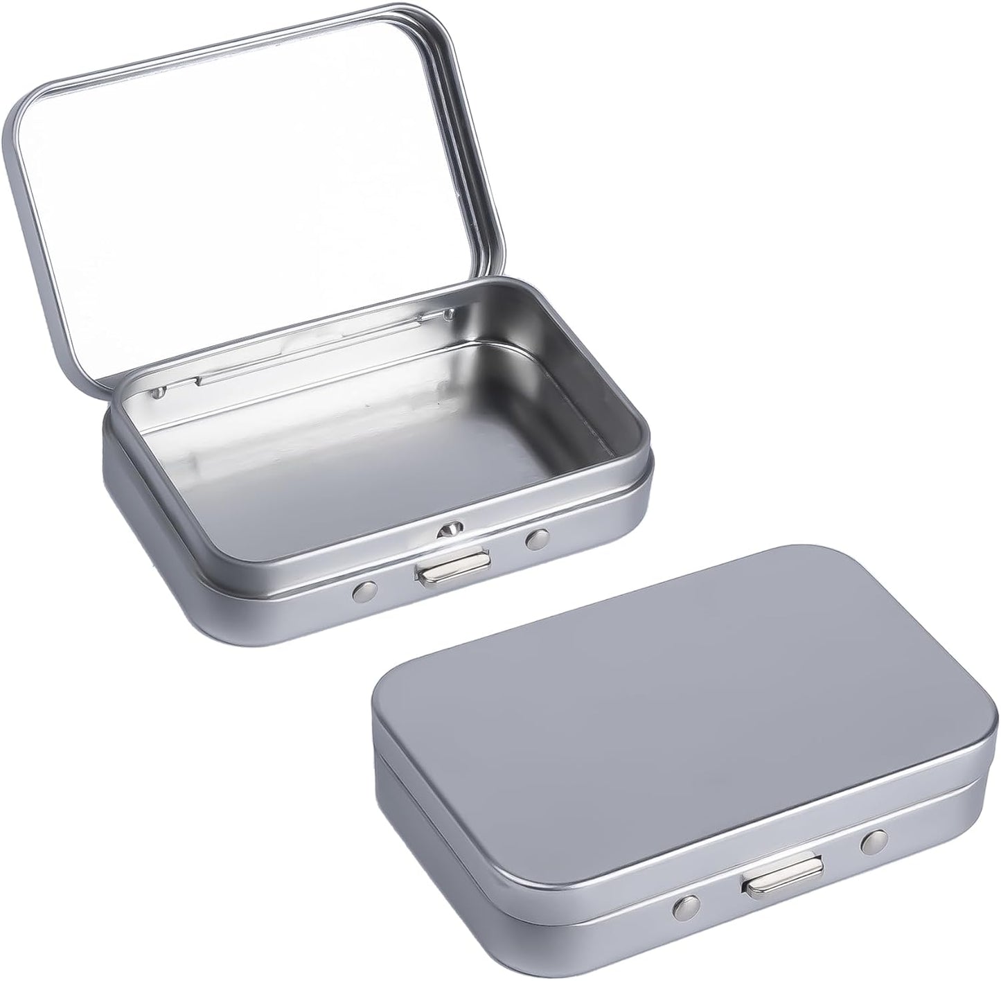 2Pack Dental Floss Portable Case,Refillable Portable Floss Pick Holder Container with Mirror,Small Floss Dispenser for Travel, Dates,Dinners and Hotels(Silver)