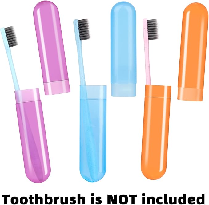 6 Pack Travel Toothbrush Case, Breathable Portable Toothbrush Holder, Plastic Toothbrush Cover Container for Traveling, Bathroom, School, Home, Business, Camping