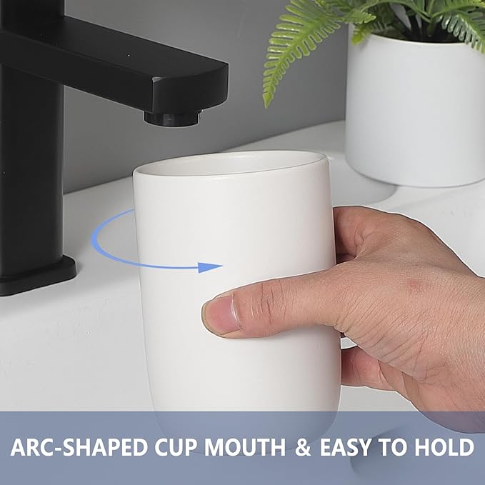 Toothbrush Holders for Bathrooms - 1 Cups Ceramic Toothbrush Toothpaste Holders, White Bathroom Tumbler Cups Reusable Toothbrush Mouthwash Cup, Bathroom Counter Organizer.