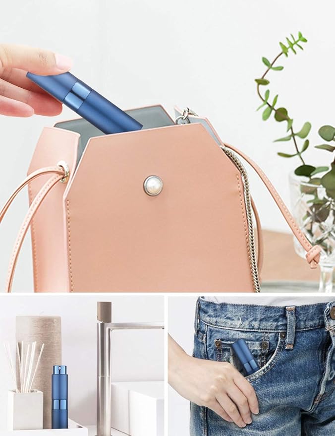LISAPACK 8ML Atomizer Perfume Spray Bottle for Travel (3 PCS) Empty Cologne Dispenser, Portable Sprayer (Blue)