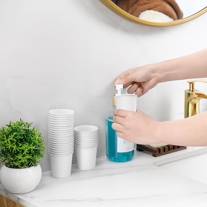 VITVITI 30 PACK Bathroom Mouthwash Cups, Disposable 3.7 OZ Coffee Paper Cup, Small Cup for Mouth Wash/Hot Cold Beverages Liquid/Tea, White