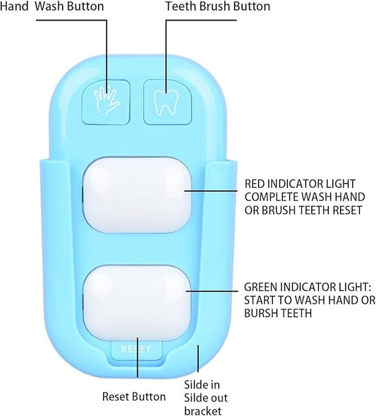 Timer for Kids,2 Minutes Teeth Brush Timers,20 Seconds Bathroom Hand Washing Timer, Color Indicator Light Stick on Bathroom Timer for Children Training Coach(Blue2)