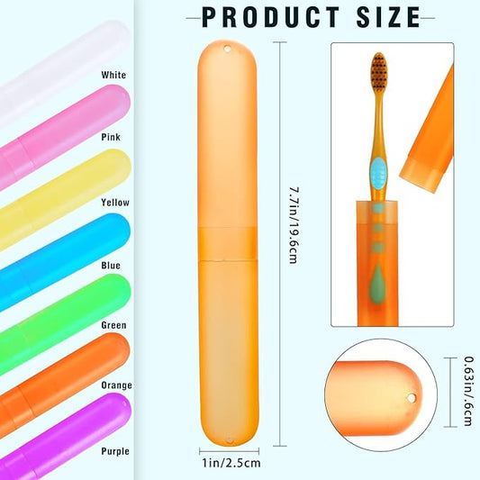 30 Pack Travel Toothbrush Case, Plastic Portable Toothbrush Storage, Dust-Proof Toothbrush Case, Breathable Toothbrush Holder for Travel Business Camping School Home, 7 Colors