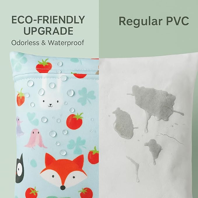 Waterproof Wet Dry Bag, Reusable Diaper Pouch with Zipper, Machine Washable Travel Organizer for Beach, Daycare, Kids, Dinosaur Pattern (Red Fox)