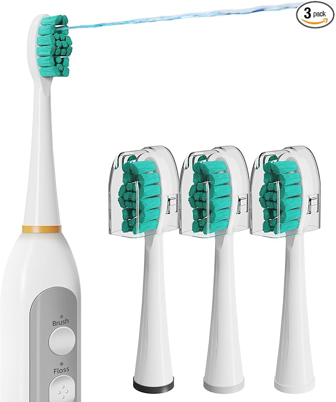 Replacement Heads for Waterpick Sonic Fusion 2.0, Extra-Large Size Flossing Toothbrush Head fit for Water pik SF-01 SF-02 SF-03 SF-04 (White, 3 Count)