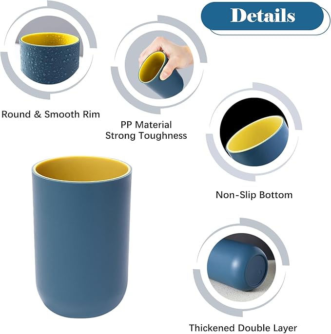 8PCS Bathroom Cups, 330ml Unbreakable Plastic Toothbrush Holder Cup Reusable Dishwasher Safe Bathroom Tumblers Toothpaste Holder, Drinking Mouthwash Cup Portable for Family Travel Camping