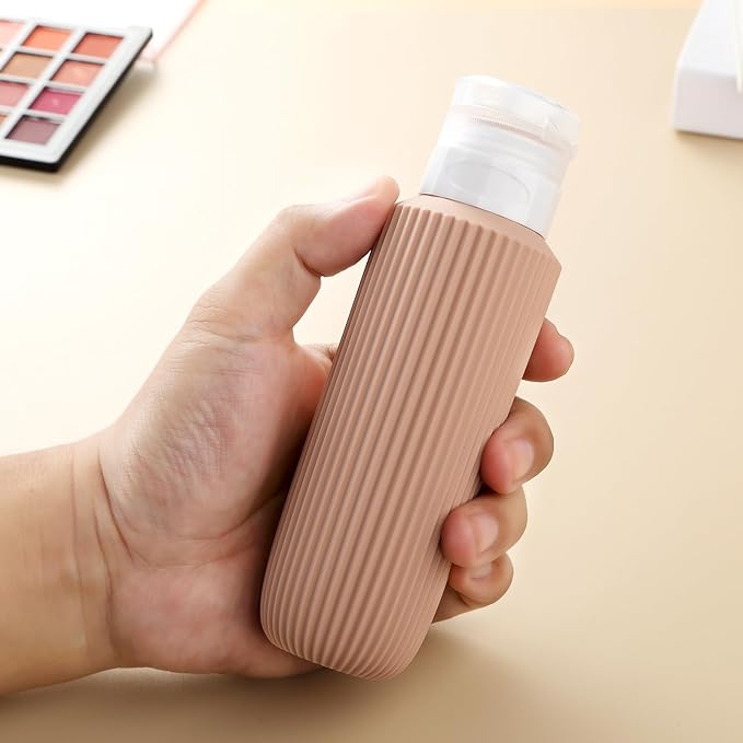 Travel Bottles for Toiletries, Large 6oz Travel Size Containers, BPA Free Leak Proof Tubs Refillable Liquid Accessories with Toiletry Bag for Cometic Shampoo and Lotion Soap (4 Pack)