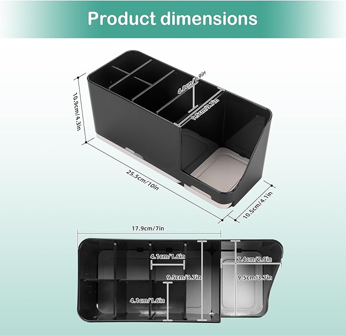 Toothbrush Holder for Bathroom Organizer with Diatom mud Board，Detachable 8 Slots Kids Electric Toothbrush Holder and Toothpaste Stand for Countertop Accessories Storage (Black)