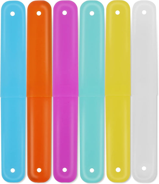 6 Pcs Travel Toothbrush Case Holder, Breathable Portable Toothbrush Container, Multiple Color Clear Toothbrush Holder for Home Trip Camping