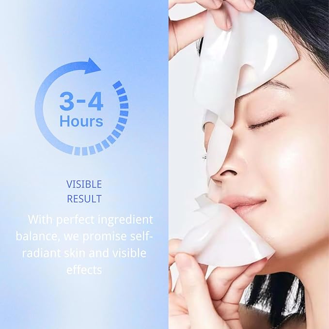 Bio-Collagen Real Deep Mask, Overnight Hydrating Mask, Pore Minimizing, Firming, Yeast Extract, Low Molecular Hyaluronic Acid Solution, Low Molecular Collagen, 28g, 4ea (With nasolabial fold patches)