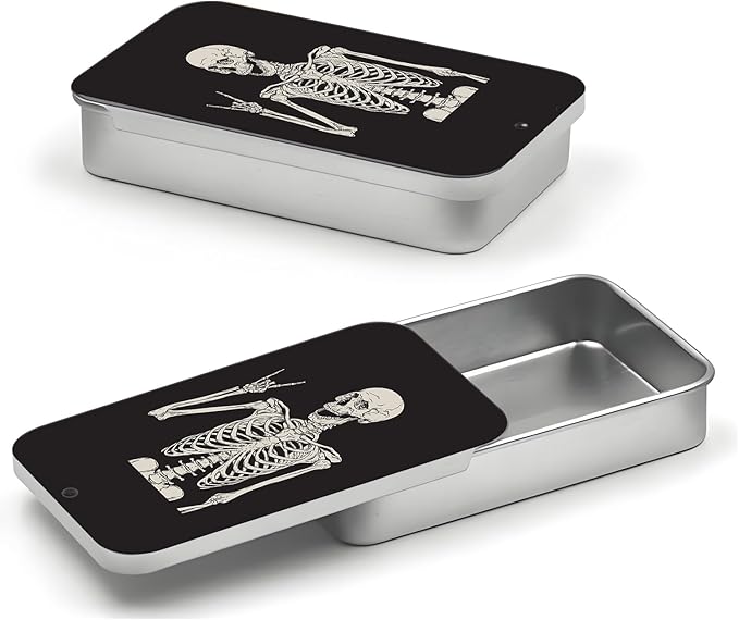 Portable Dental Floss Case, Refillable Cute Travel Floss Dispenser for Men & Women, Pocket Travel Floss Picks Case for Purse, Backpack, Bag Skull Human Skeleton