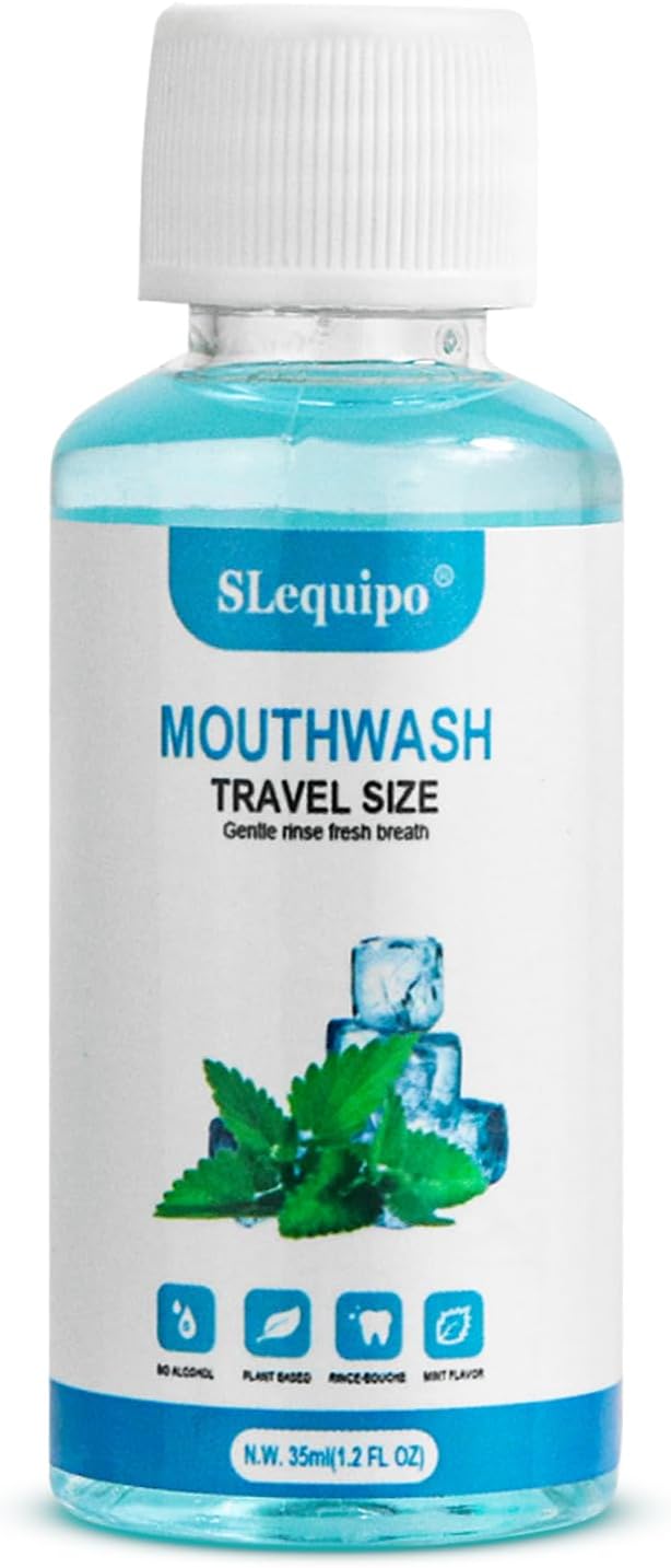 10 pcs Travel Size Mouthwash Bulk Mini Mouthwash, Fresh Mint Portable Mouthwash Individual 1.2oz/35ml Mouthwash Bottles for Travel Toiletry Kits, Blue