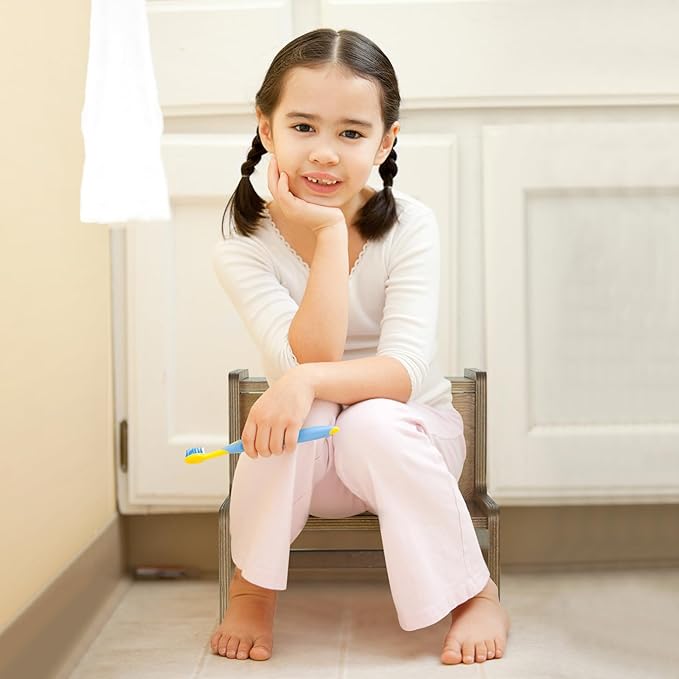 WOOD CITY Toddler Step Stool for Kids, Wooden Brown Two Step Children's Stool with Handles, Bonus Non-Slip Pads for Safety, Bathroom Potty Stool & Kitchen Step Stools Dual Height