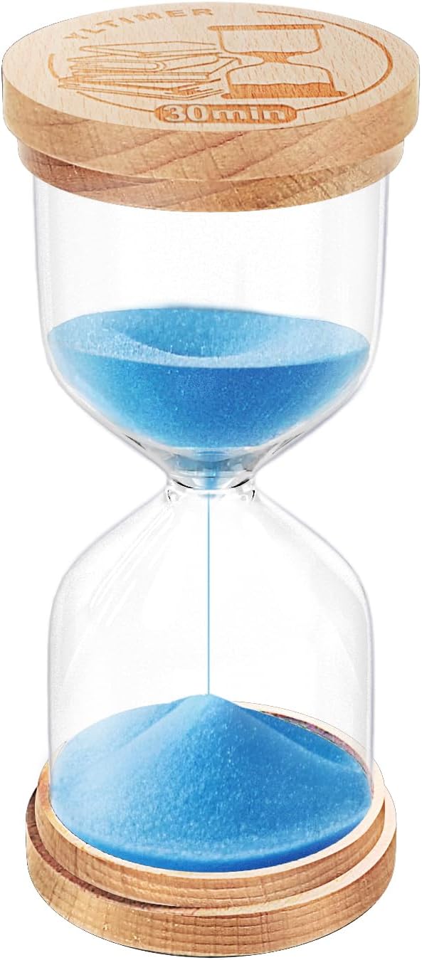 30 Minute Sand Timer Hourglass,Wooden Blue Sand Clock 30 Min,Small Sand Clock, Reloj De Arena, Sandglass Hour Glass for Kitchen, Home Decorative (Blue)