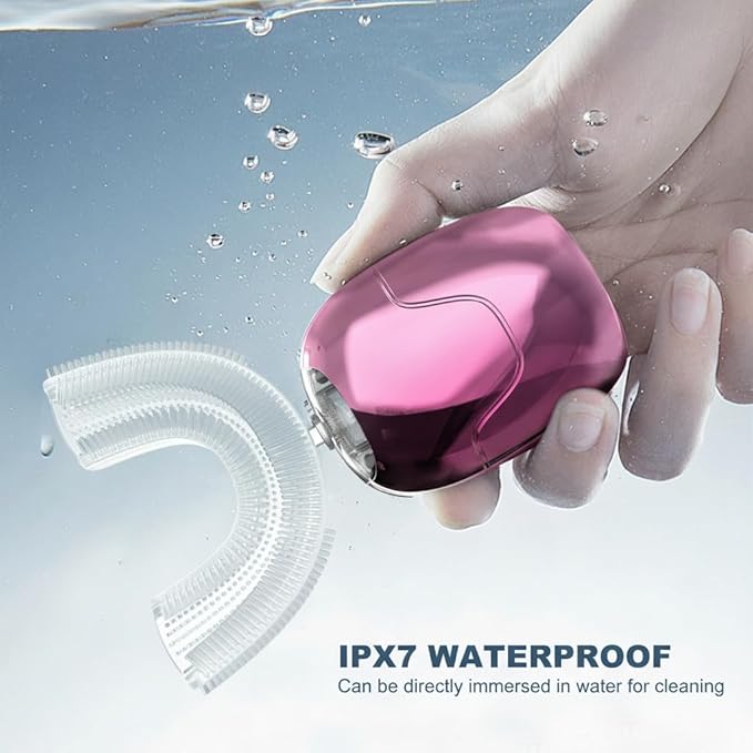 360° U-Shaped Toothbrush, Electric Toothbrushes for Adults, Multiple Brush Heads Options, Blue Light Whitening, IPX7 Waterproof, 360° Cleaning Suitable for People with Limited Mobility