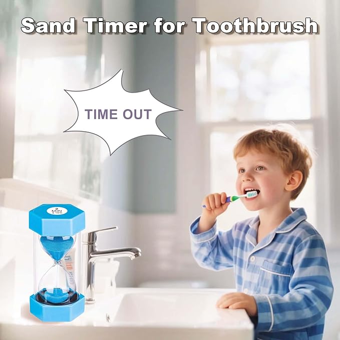 2 Minute Sand Timer, Unbreakable Hexagon Hourglass, Plastic Sand Watch Reloj De Arena 2 Minutos, Colorful Hour Glass Sandglass for Classroom Games Kitchen (Blue)
