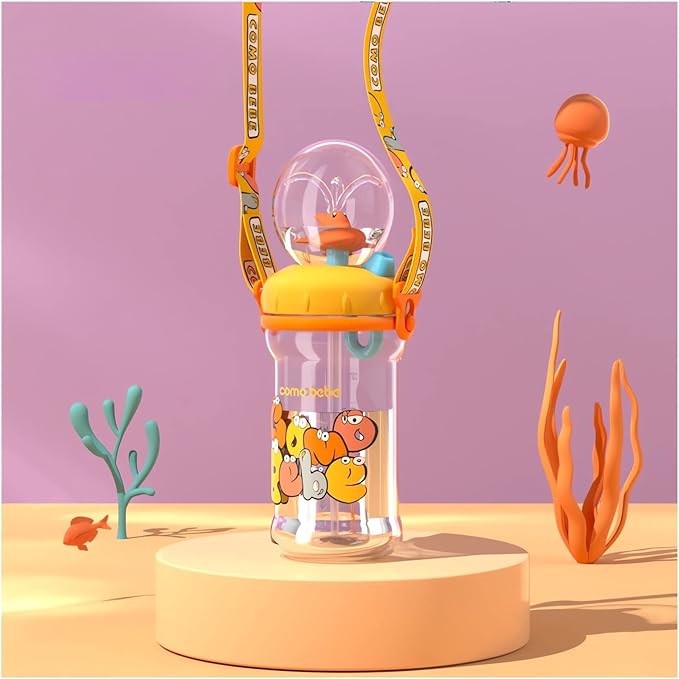 Drinking Cup with Whale Squirt - 2023 New Cute Whale Spray Water Cup, BPA Free Leak Proof Straw Cup Sippy Cups Kids Non Spill Water Bottle Weighted Straw Cups (350ml/Yellow)