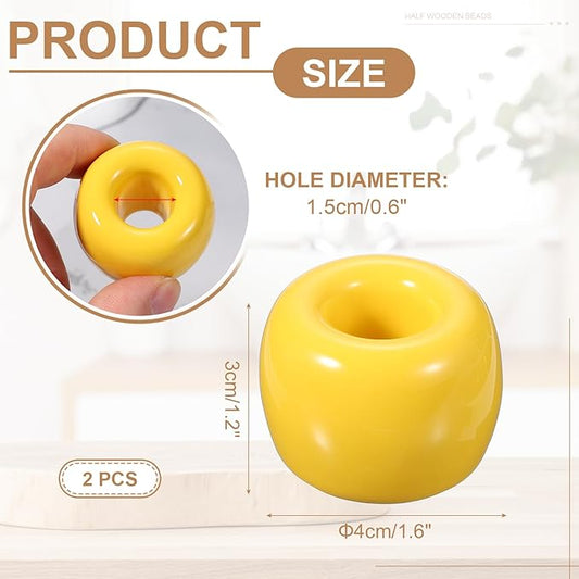 uxcell 2 Pcs Mini Ceramics Toothbrush Holder Stands, Sleek Mini Countertop Toothbrush Round Shape Ceramic Holder Stand for Bathroom Vanity Countertops, Yellow