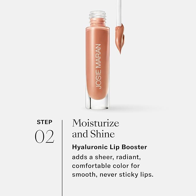 Josie Maran Lip Exfoliator Scrub & Plumping Lip Gloss - Argan Sugar Scrub Lip Butter in Crystal Clear & Hyaluronic Lip Booster in Happy - Buff Away Dry Skin for Soft Lips (2 Piece Lip Care Kit)