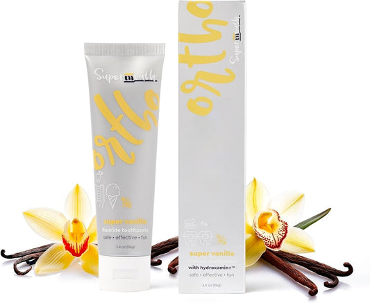 SuperMouth Ortho Toothpaste – for Braces & Aligners, Fluoride + Nano Hydroxyapatite, Adults & Kids, Fights Cavities & Decalcifications, Orthodontist-Developed, Safe Clean Ingredients, 4 Tasty Flavors