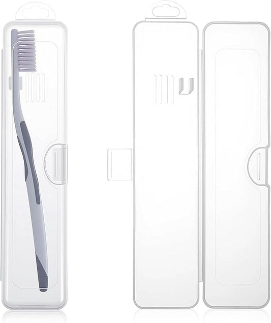 Transparent Toothbrush Travel Case 2 Pack Toothbrush Case Holder Portable Plastic Clear Travel Size and Toothpaste Storage Container Hard Plastic Carrying Box with Hook for Traveling