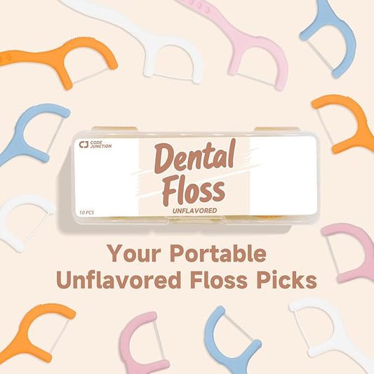 Unflavored Travel Floss Picks, Dental Floss for Adults, 120 Count (3 Boxes of 4 Travel Packs)