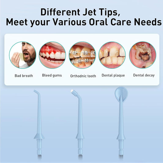 Water Dental Flosser Teeth Pick: Portable Cordless Oral Irrigator 320ML Rechargeable Travel Irrigation Cleaner with 5 Flossing Tips, IPX7 Waterproof Electric Flossing Machine for Teeth Cleaning