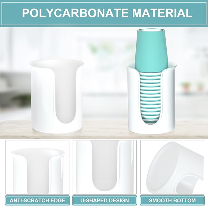 Bathroom Cup Holder White Disposable Paper Cup Dispenser, for 5 Ounce Bath Cups,2 Pack Mouthwash Cup Holder 5oz Cup Dispenser for Bathroom Countertop