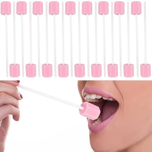 100Pcs Oral Swabs Mouth Cleaning Sponge Sticks Sterile Dental Swabs Disposable Foam Sticks Tooth Care for Adults Children