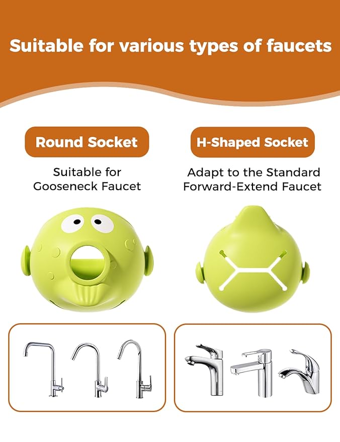 Faucet Extender for Toddlers, Silicone Sink Extender for Toddlers Faucet Extender for Kids, Suitable for Bathroom Sink, Kitchen,Bathtub (2 Pack)