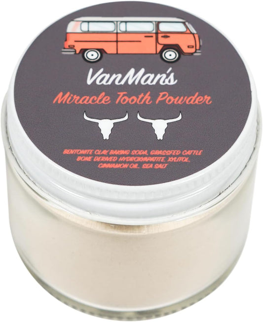 Miracle Tooth Cleaning Powder Toothpaste - Fluoride-Free Tooth Powder with Bentonite Clay, Baking Soda, Grassfed Cattle Bone, Cinnamon Oil, Sea Salt - Powdered Toothpaste - 2.2 Ounce