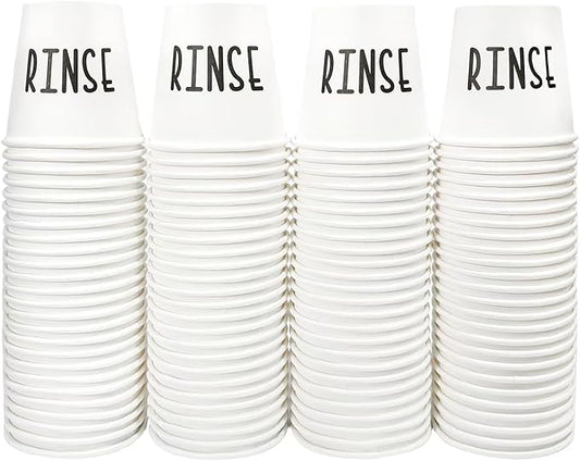 100 Mouthwash Cups, 3 oz Bathroom Cups with the Cute Word RINSE, Bathroom Cup That Enhances the Bathroom's Charm.