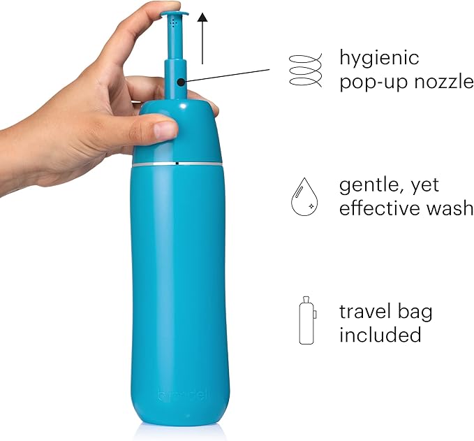 Brondell GoSpa Advanced Portable Bidet for Travel–Pop-Up Nozzle System –High-Quality Compact Bidet with Discreet Travel Bag for Convenient Storage–500mL, Blue