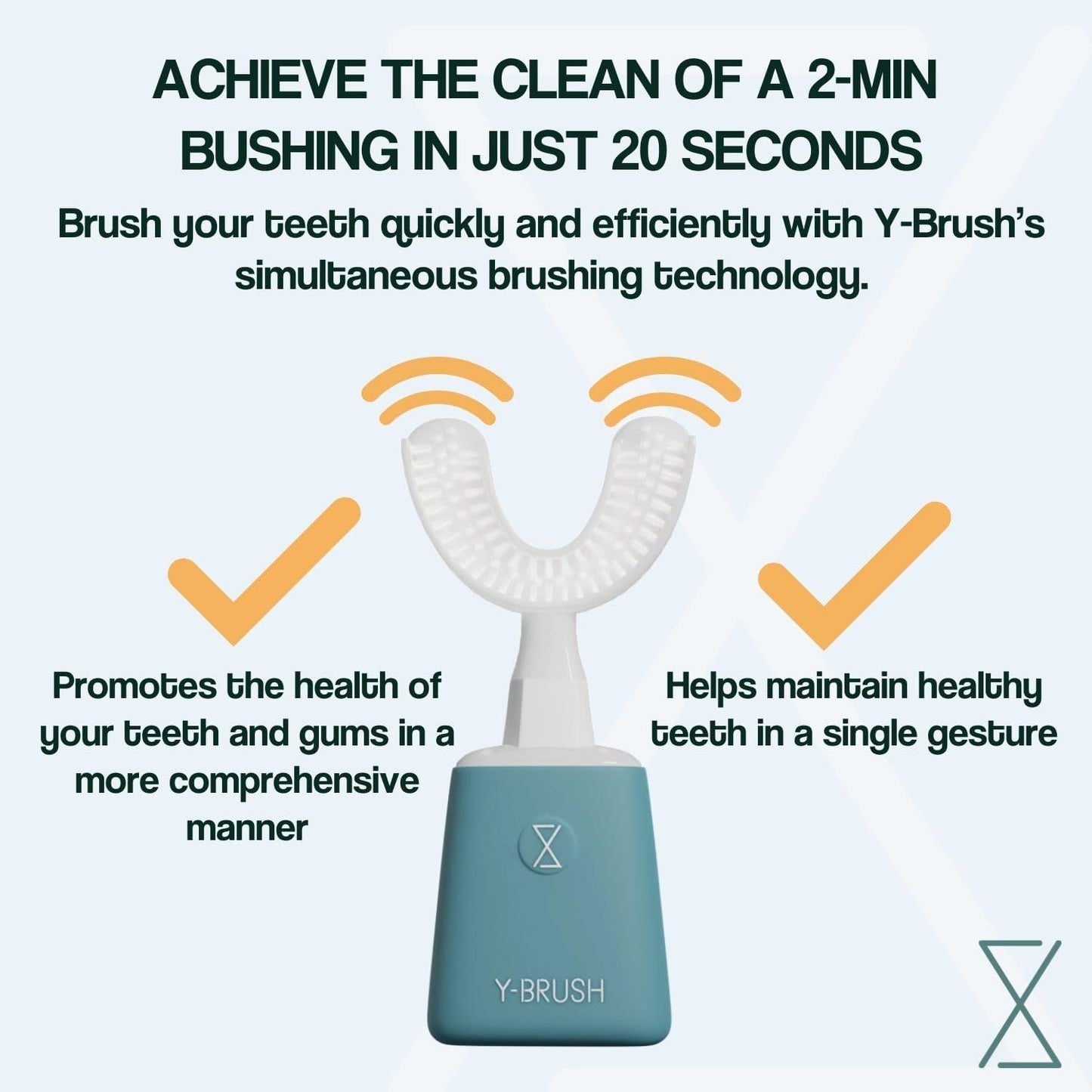 Y-Brush New 2025 Essential - Sonic Electric Toothbrush - 3 Months Battery Life with USB-C - 2 Brushing Modes - Clinically Proven - Adult