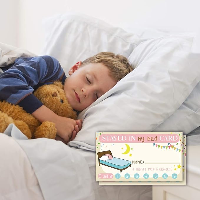 Stayed in My Bed Punch Cards, Pack of 50, Bedtime Routine Chart for Toddlers, Incentive Loyalty Reward, Child Kid Behavior Management, Children's Card, Bedtime Punch Cards, 3.5" x 2"
