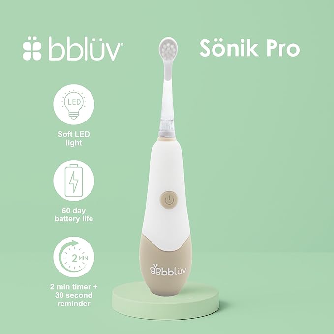 bblüv - Sönik Pro - 4 Stage Sonic Toothbrush for Babies, Infants, Toddlers, and Children - Rechargeable Electric Toothbrush with LED Light and 3 Smart Modes