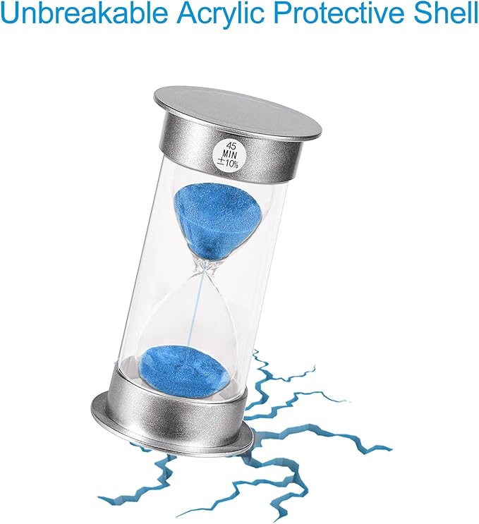 SuLiao Hourglass Sand Timer 45 Minute, Plastic Blue Sand Clock 45 Min, Large Hour Glass Sandglass Timer for Classroom, Kitchen, Games, Home, Office Decor